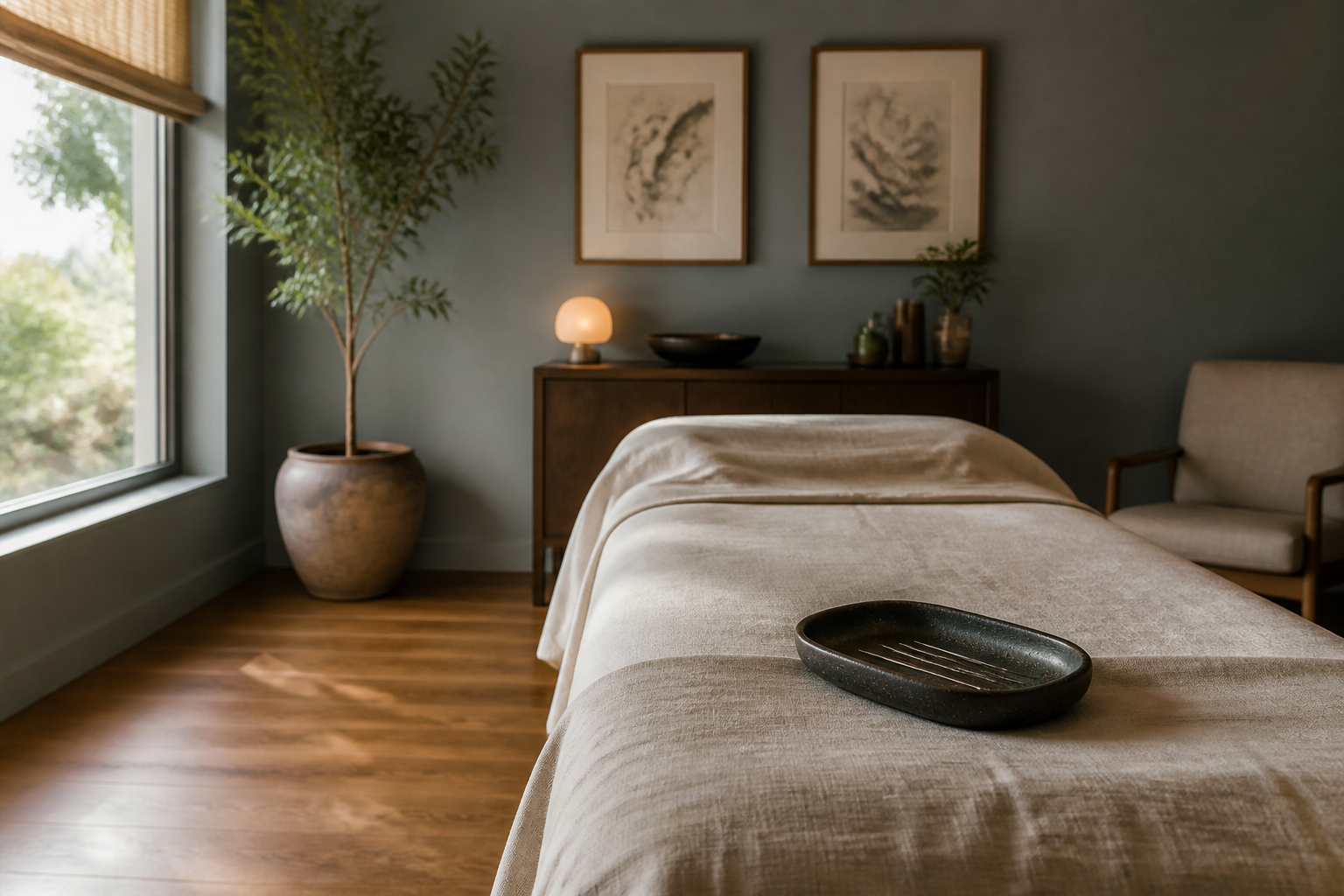Treatment room at Zen Acupuncture on Town and Country Drive in Norco